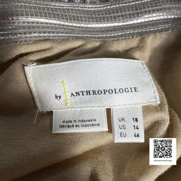 Anthropologie (Size 14 - EUC) Gigi Silver Metallic Pleated Midi Skirt - Picture 3 of 12